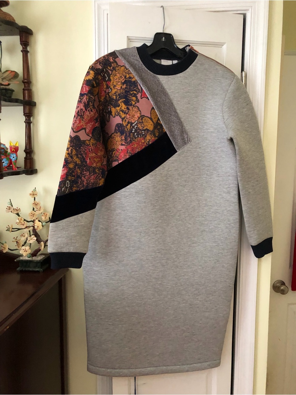 ASOS Gray Sweatshirt Dress with Floral Panel. Very thick, perfect for winter.